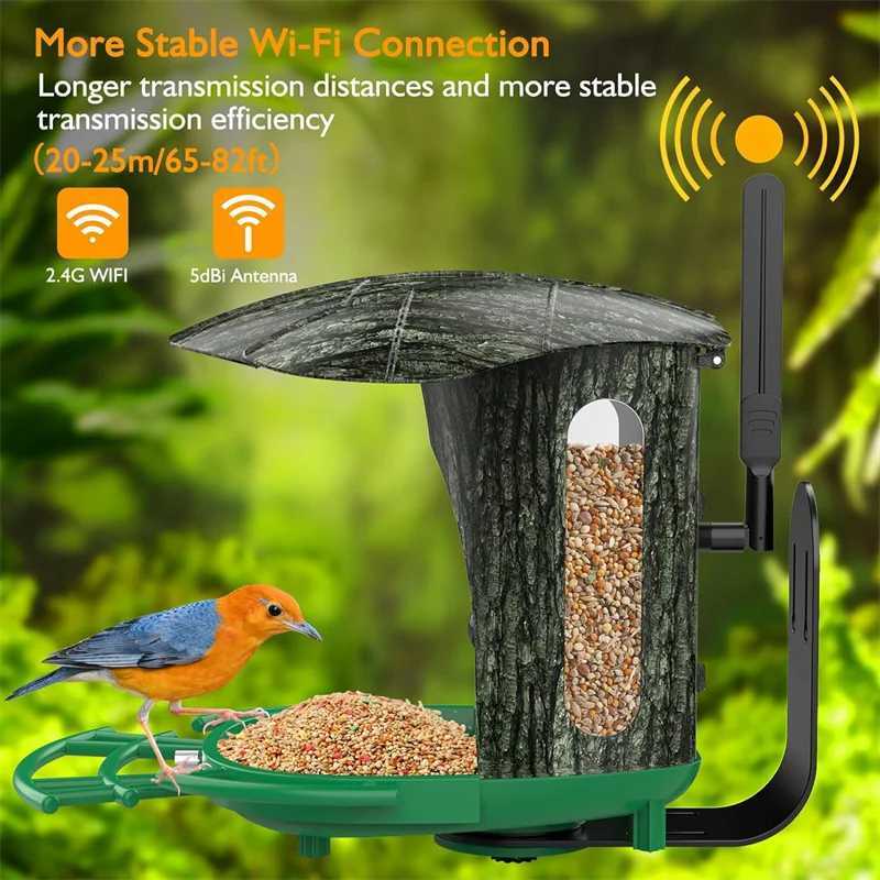 AI Smart Bird Feeder Camera with 64G Card1080P HD AI Identify Bird SpeciesHummingbird FeederBird House with 7W Solar PanelC250301