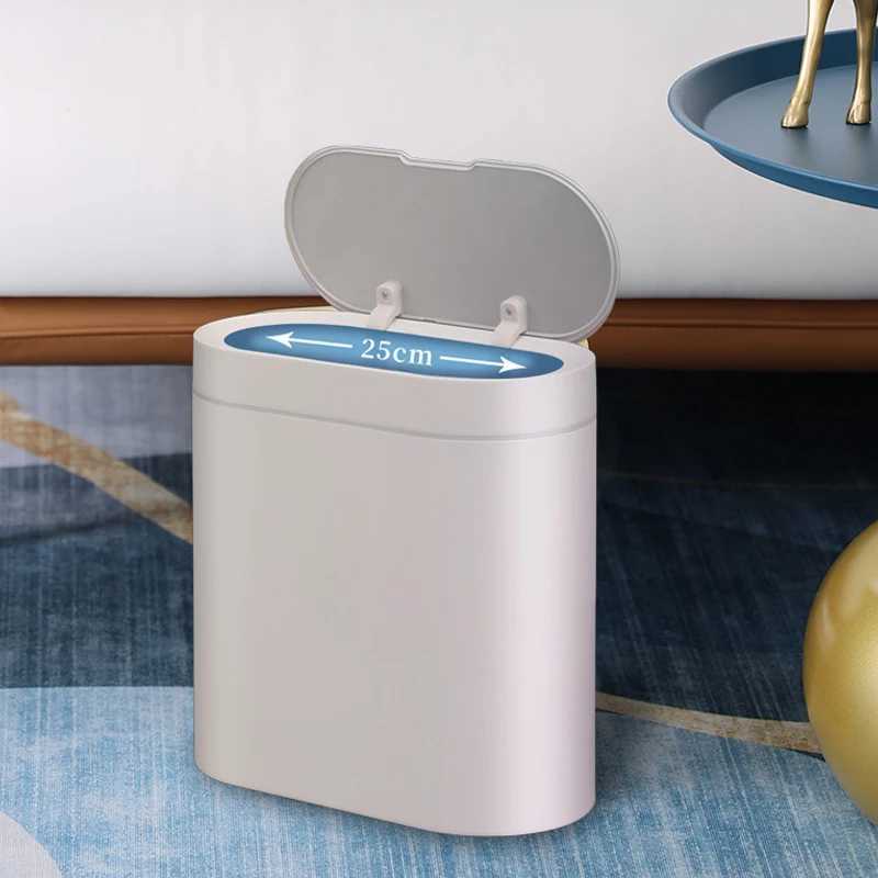 7L Trash Can Smart Sensor Trash Can Autatic Household Electronic Kitchen Trash Bin Toilet Waterproof Narrow Seam Sensor Bin Y250301