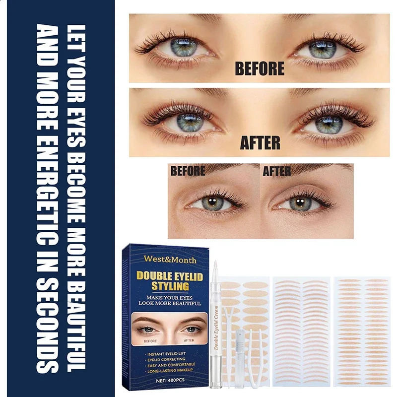 Double Eyelid Tape Invisible Lace Olive Shape Type Lasting Waterproof Glue-free Natural Mesh Will Stick Beautiful Eye 250224