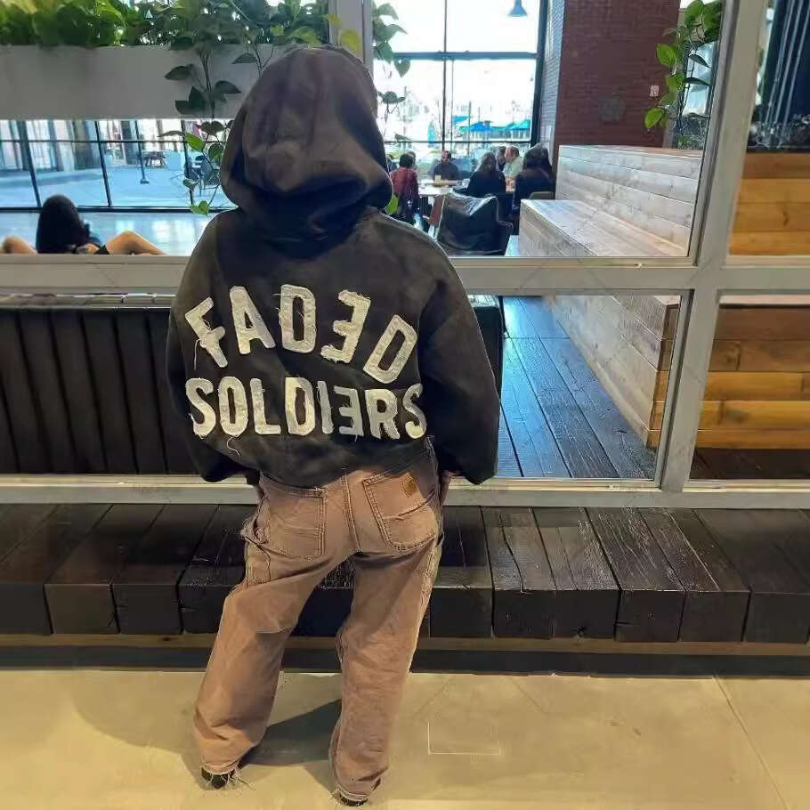 Fashion Letter Patch Show Loose Hoodie, Unisex Trendy Hoodie