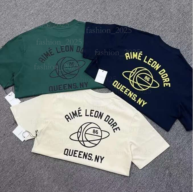 Aimee Leon Dore T Shirt Designer T Shirt Fun Printing Loose Casual Cotton Short Sleeve Couple Summer Retro Shirt Graffiti Dark Green French Grey 29e