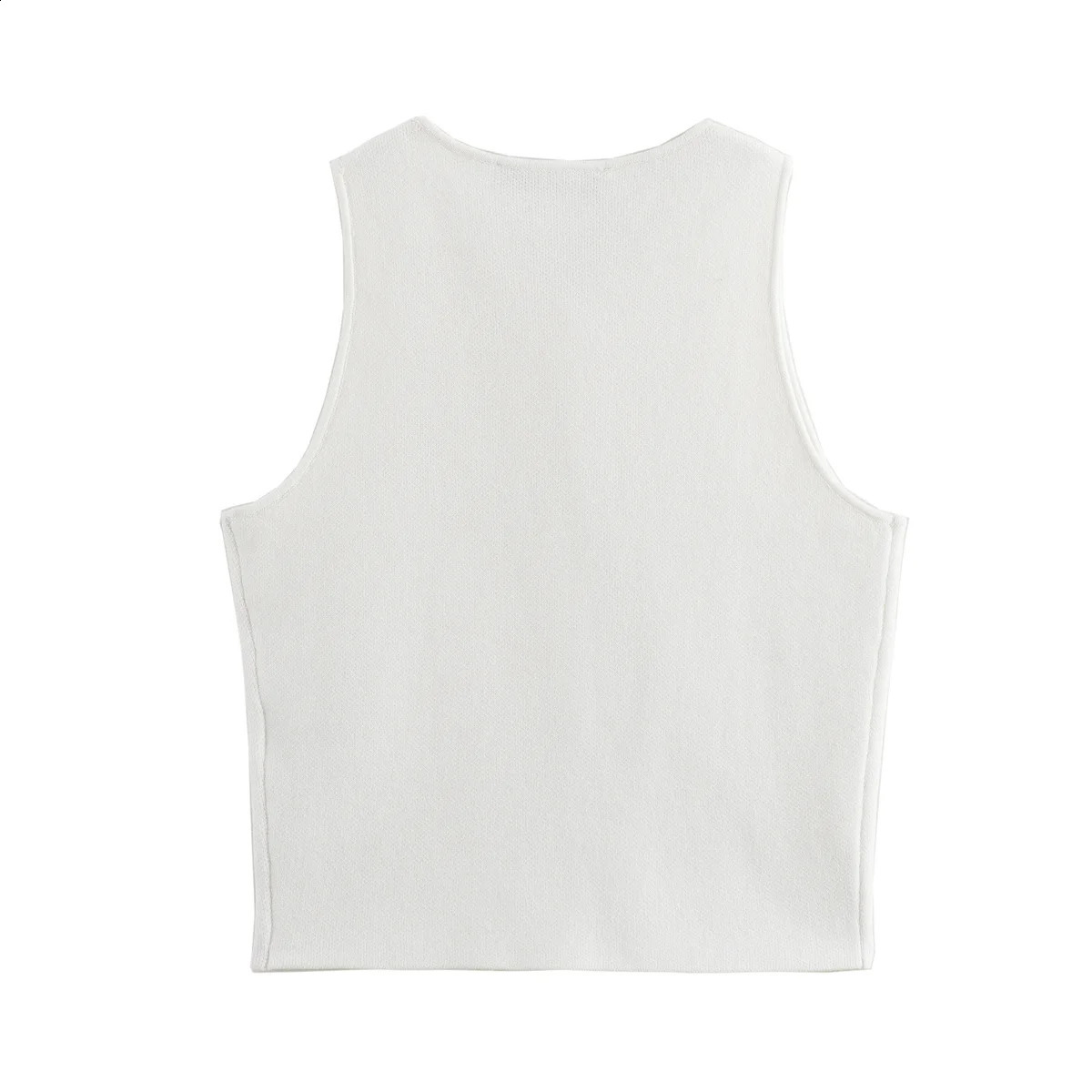 TRAF White Knit Crop Top Women Button Short Tops Woman 2024 Summer Tanks Camis Tops for Women Streetwear Vest Tank Top Female 250226bj