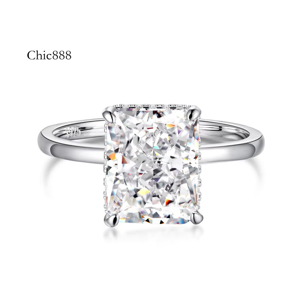 Dylam Fine Custom 8A CZ Engagement Moissanite Rings Dia Wedding Jewelry S Sterg Sier Ring for Women Gold Plated