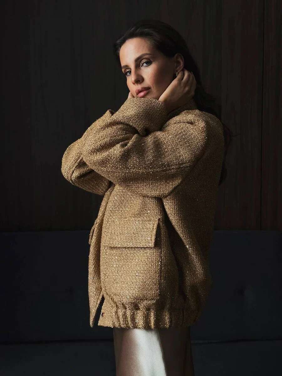 Loose Tweed Sequin Jacket Women Fashion Coat Trend Versatile Warm Chic Elegant Female Coats Stylish Woman Clothes