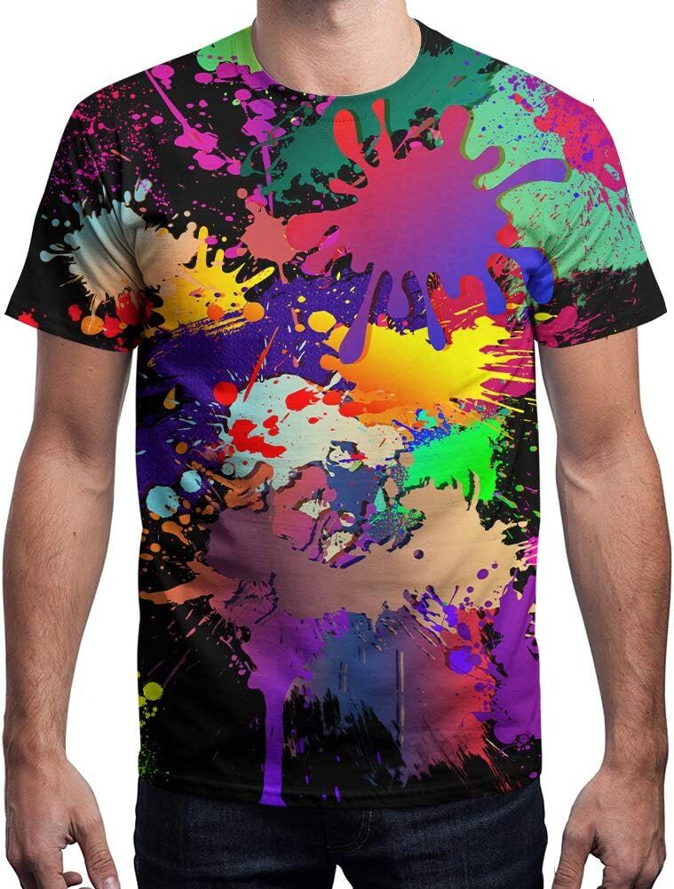 Mens T shirt Unisex 3D Print Shirts Colorful Space Graphic Tees for Men Women Teens tee Casual tops summer clothes colored pattern