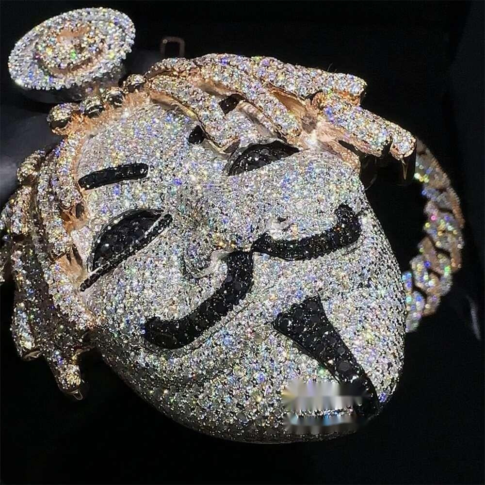 Necklaces Hip Hop Fine Jewelry Face Pendant VVS Moissanite Dia Necklace Custom 3D Iced Out PendantMoissanite Set With Dias