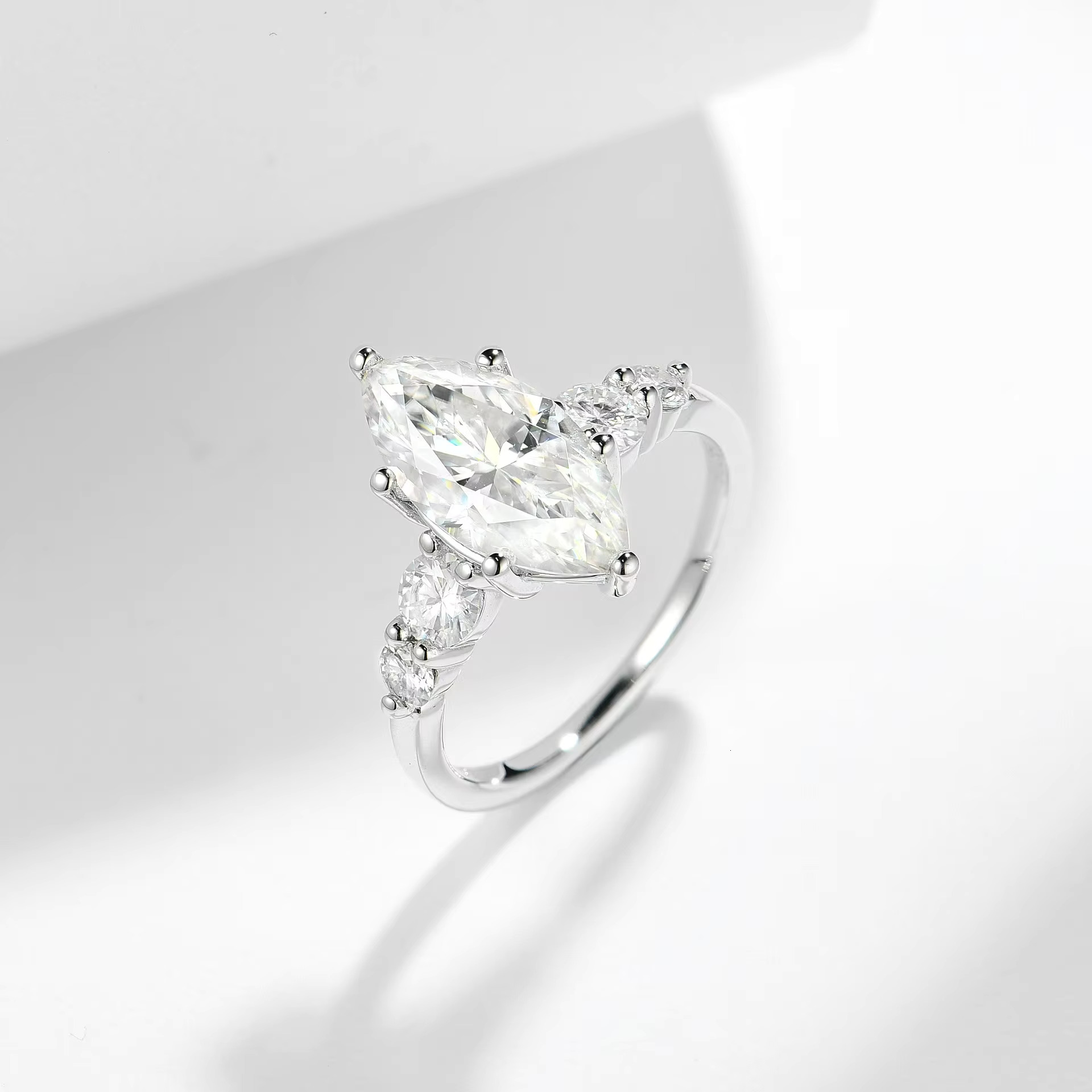 Sterg Sier Moissanite Pear Def Vvs Mossan Rings Marquise Cut Engagement Ring