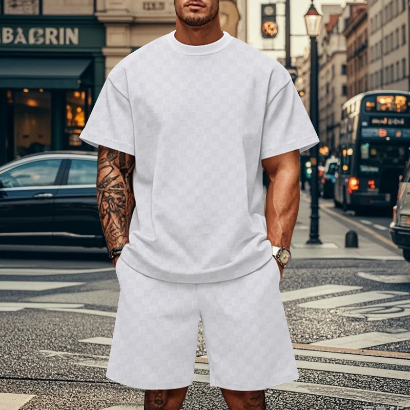 Style Fashion For Man Summer 3D Print Short Sleeve Tshirt Sports Set Breathable Shorts Twopiece 250224Z