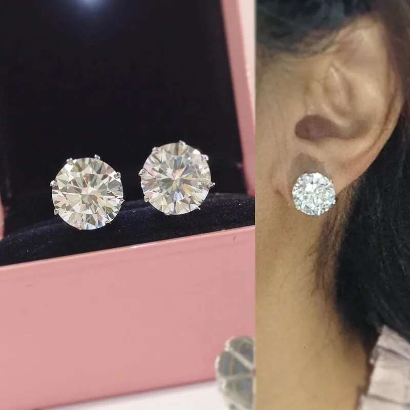 Huitan Minimalist Crystal Cubic Zirconia Stud for Women/Men 6 Claws Design Fashion Earrings Sier Color Hot Jewelry