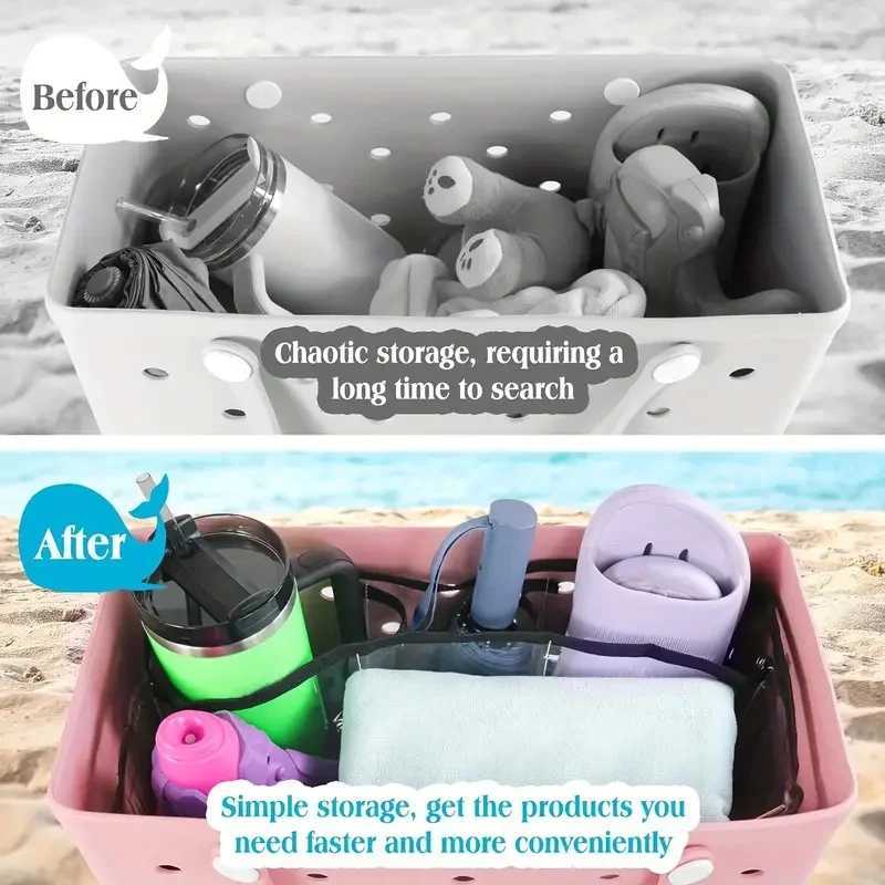 Transparent Beach Bag Organizer Waterproof Insert Divider Space Pouch hot XL Large Capacity Storage Liner Fi Boggs Accessories Y250228
