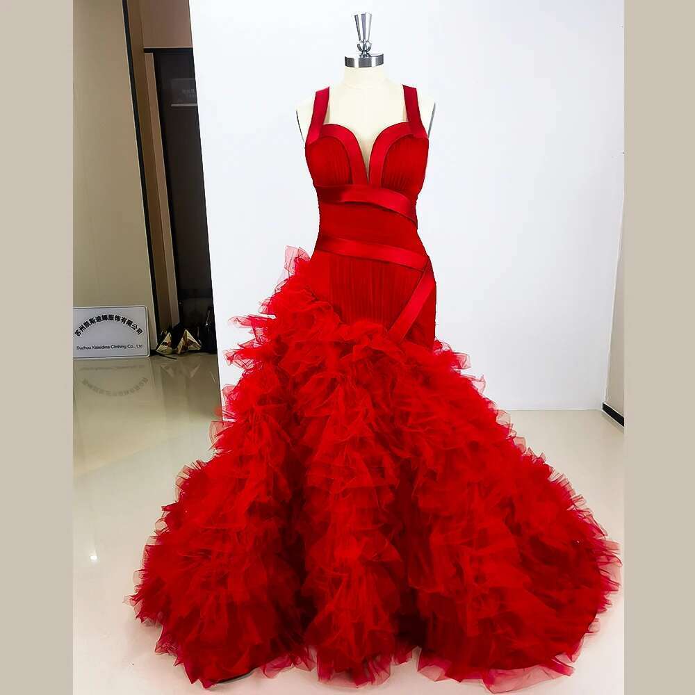 of sexy red suspend evening for women sleeveless to the floor girls chiffon ribbon prom dress