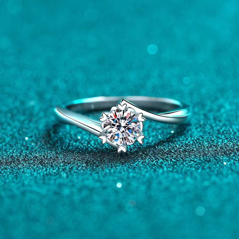 14k Real Solid Gold Jewelry Moissanite Stone Wedding Engagement Rings Luxury Gold Rings