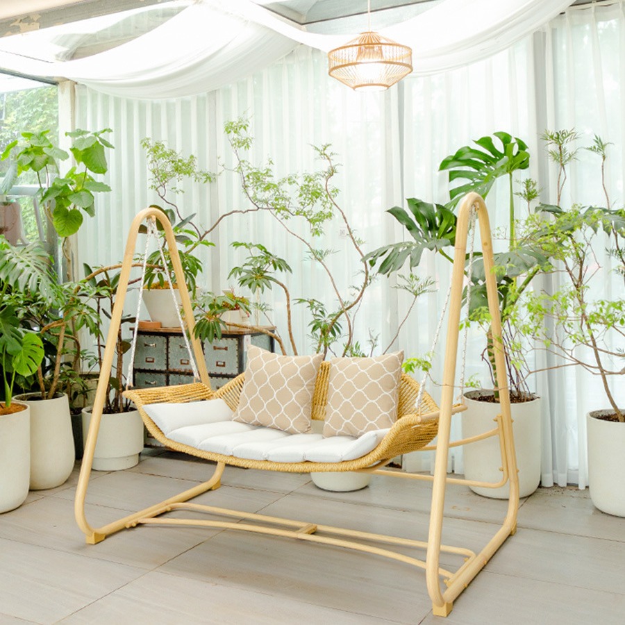 Outdoor swing hanging chair indoor double leisure hanging basket rattan chair garden courtyard net red rocking chair home balcony hammock