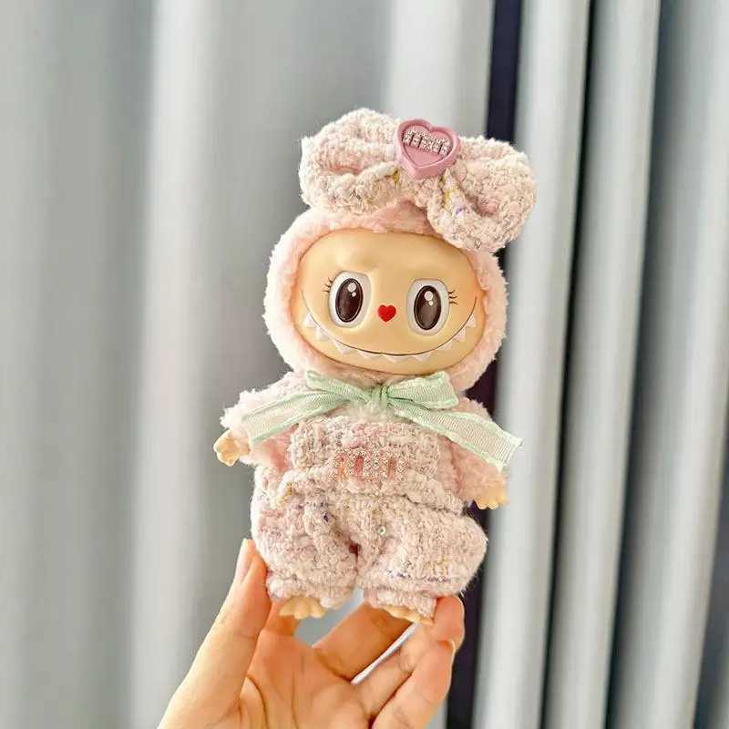 Used for 17cm Labubu/mokoko clothing pendant Labubu sitting party baby clothing mini shoulder strap pink clothing for Labubu decoration W250301