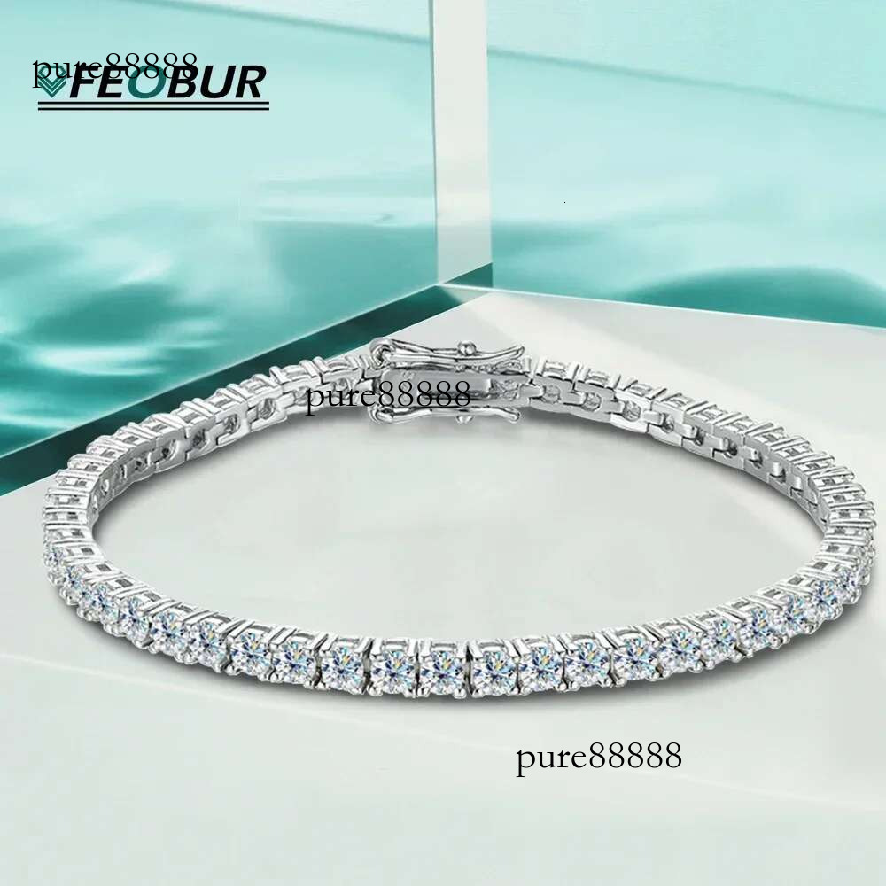 3/4/5MM Moissanite Tennis Bracelet for Women Men White Gold Plated Sterg Sier Certified All Dia Bracelets GRA
