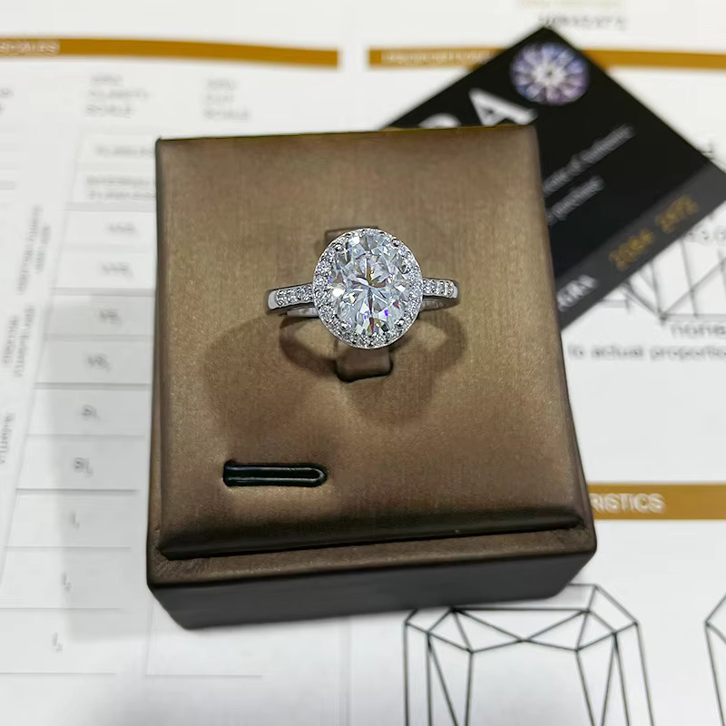 Luxury Pigeon Egg Full Moissanite 3CT VVS D Color 925 Sterling Silver Moissanite Women Engagement Wedding Ring