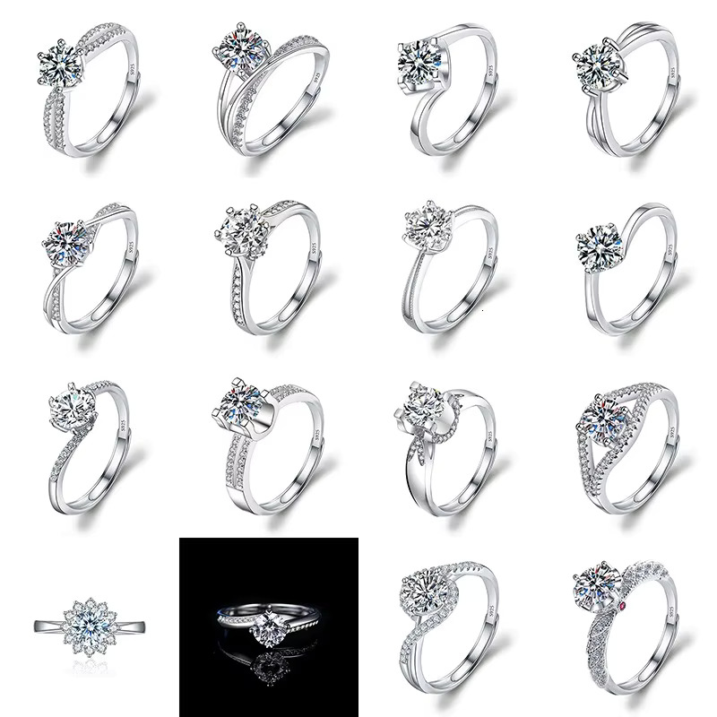 Fashion Adjustable Similar Moissanite Dia Fine Jewelry Wedding Engagement Rings for Women