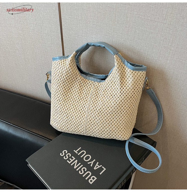 Leisure Summer Fashion 2025 Fashionable Western Style Travel Beach One Shoulder Straw Weaving Handbag #swissmilitary