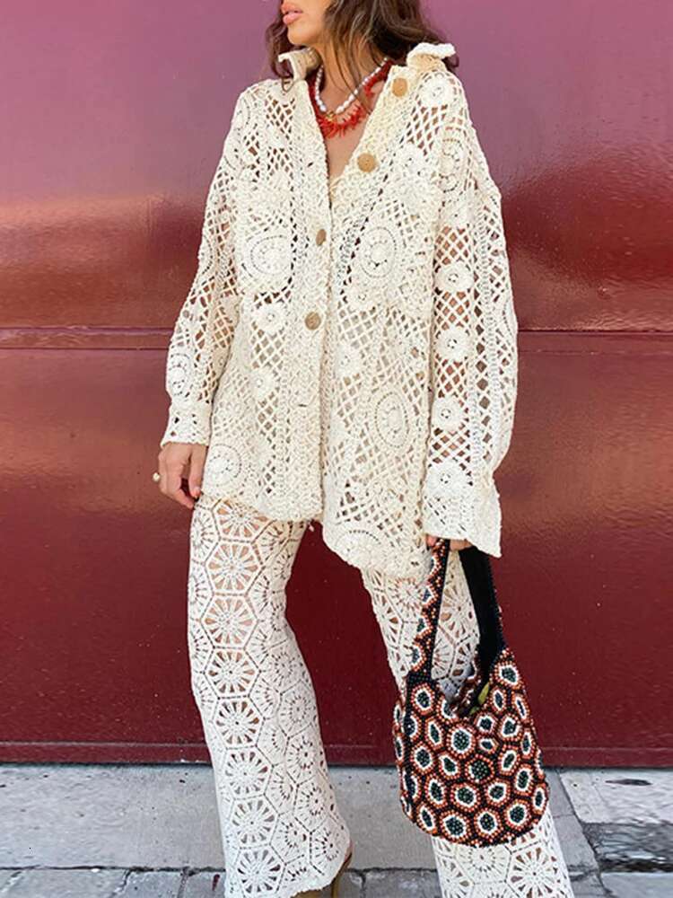 Casual Hollow Out Loose Shirts For Women Lapel Long Sleeve Patchwork Button Minimalist Cjic Blouses Female New