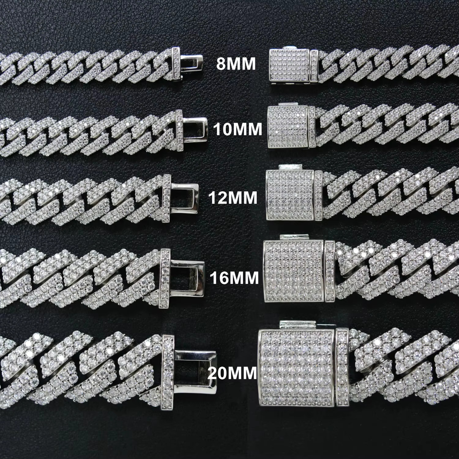 Pass Tester Pure Sier Men's Hip Hop Iced Moissanite Necklace Miami Cuban Chain