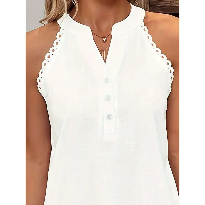 Women's Plus Size Knitted Tank Top ral Print - Casual Summer Sleeveless Vest with Round Neck, Polyester, Elastic Fabric