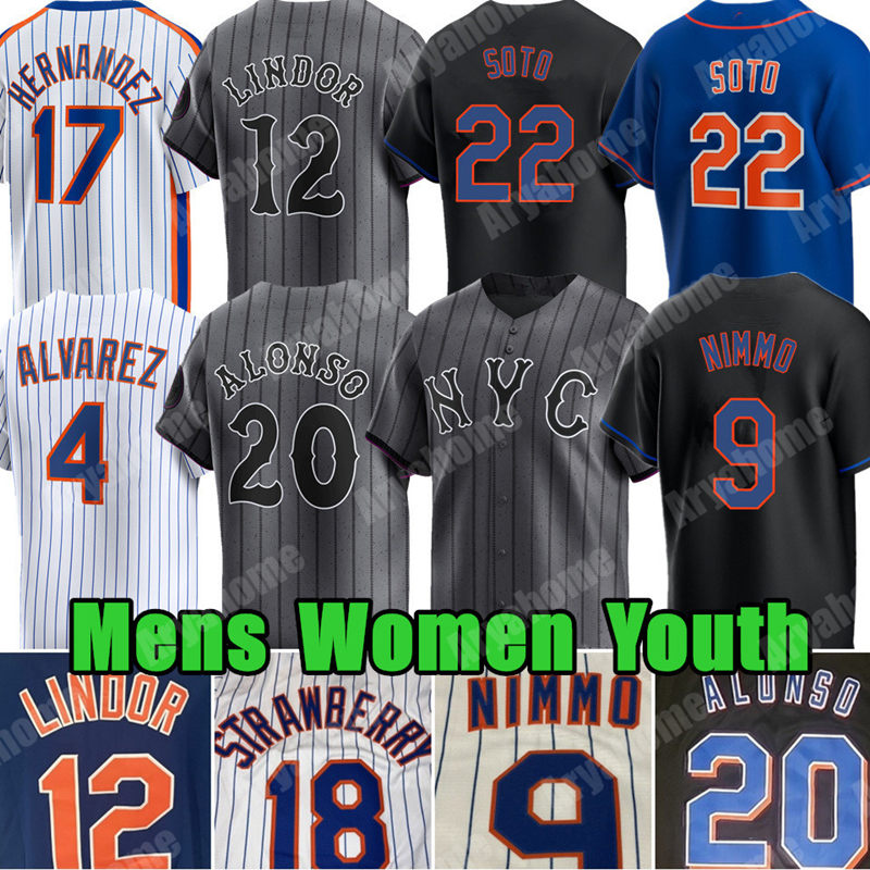 Juan Soto Pete Alonso Francisco Lindor Baseball Jersey Alvarez City Connect Brandon Nimmo Darryl Strawberry Kodai Senga Mets Mark Vientos Luisangel Acuna Marte