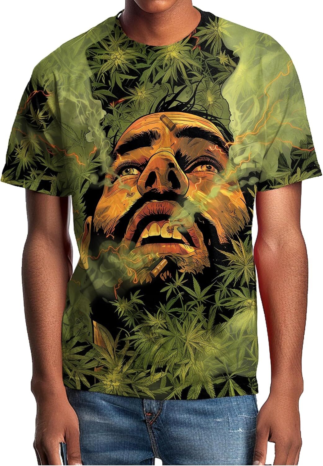 Mens T shirt Men Cool T-Shirt Green Funny Graphic Printed Short Sleeve Shirts Lightweight Tee tee Casual tops summer clothes
