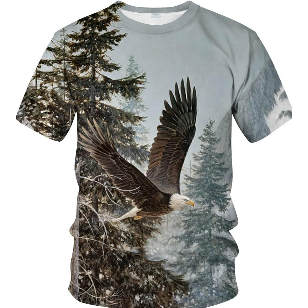 Mens T shirt Mens Summer Animal Eagle 3D Round Neck T-Shirt Digital Printing Novel Top tee Casual tops summer clothes fashion