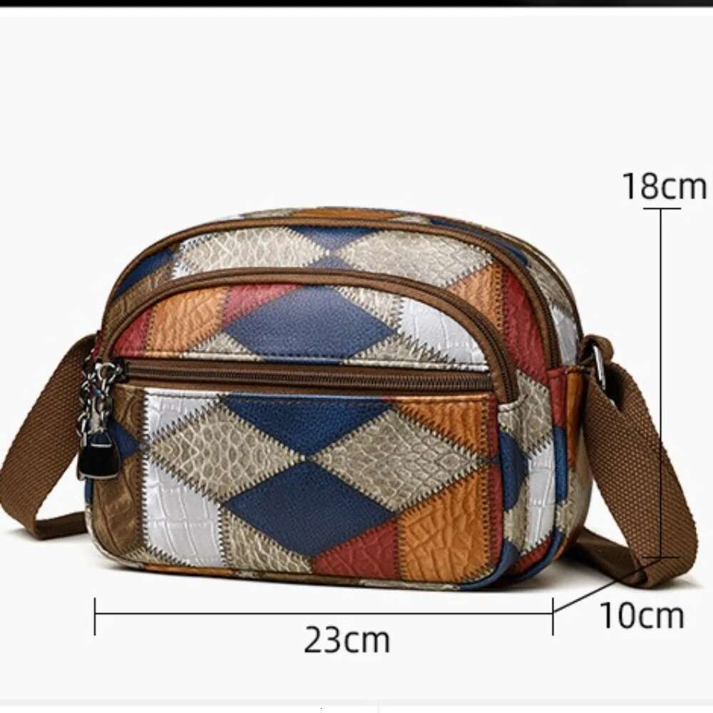 Women's Shoulder Bag Cross-Body Messenger Bohemian Style Splicing Contrast Design Multi Layer Pocket Large