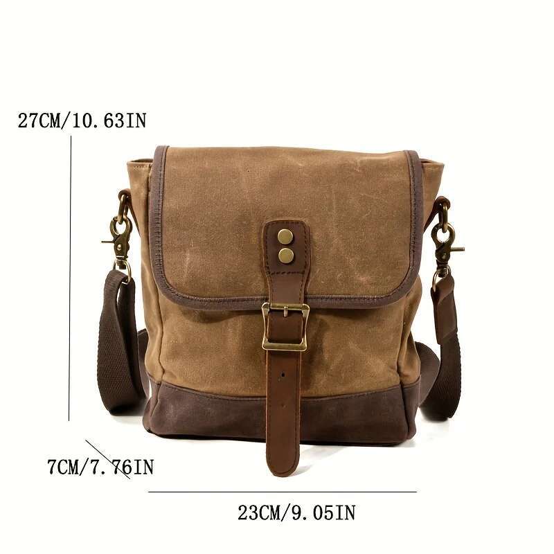 Japan And South Korea New Men's Fashion Crossbody Shoulder Oil Waxed Canvas With Leather Leisure Outside Travel Bag