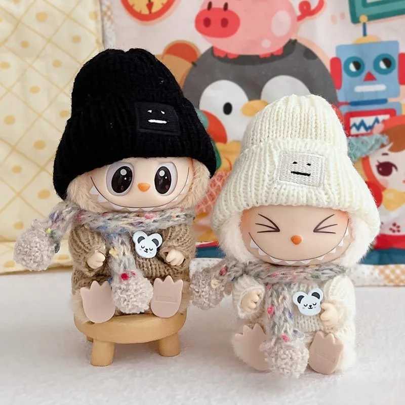 17cm LabubuS Clothes Cute Knitted Sweater Cotton Doll Hat and Scarf Set Outfit Accessories Labubus ClothesXJ250301