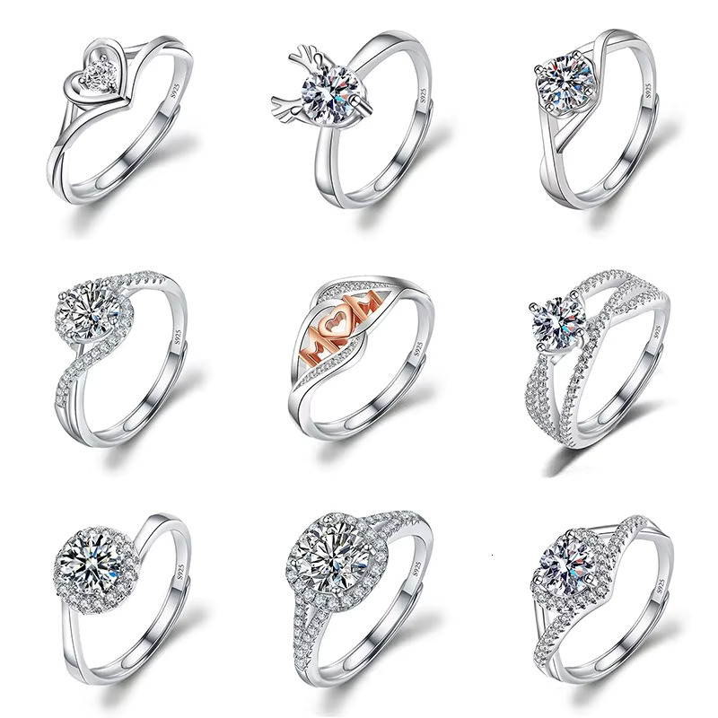 Fashion Adjustable Similar Moissanite Dia Fine Jewelry Wedding Engagement Rings for Women