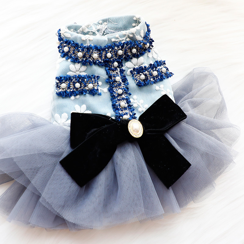 Puppy Wedding Dress for Small Dog Girl Bow Knot Dog Tutu Dress Luxury Cat Embroidered Lace Skirt Pomeranian Yorkie Clothes for Birthday Christmas Part
