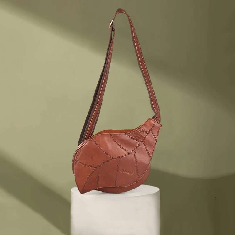 Cobbler Legend Genuine Leather Leaf Chest For Women Shoulder Messenger Bag Vintage Bags High Quality Ladies Handbags