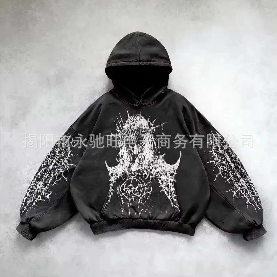 Streetwear Y2k Hip Hop Style Loose Fit Sweatshirt With Hoodie Autumn/Winter New Arrival Fashion Trendy Brand Casual Wear