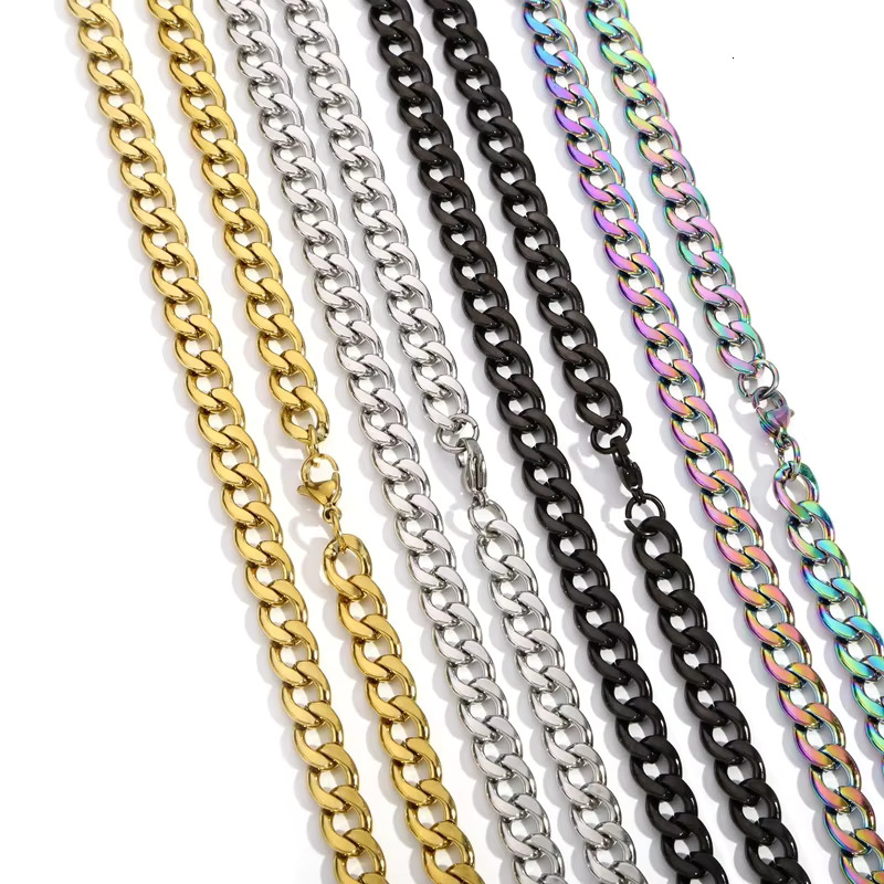 Hot Fashion Hip Hop 3/4/5/7/ 9mm Gold Plated Miami Stainless Steel Necklace k Curb Cuban Chain for Men