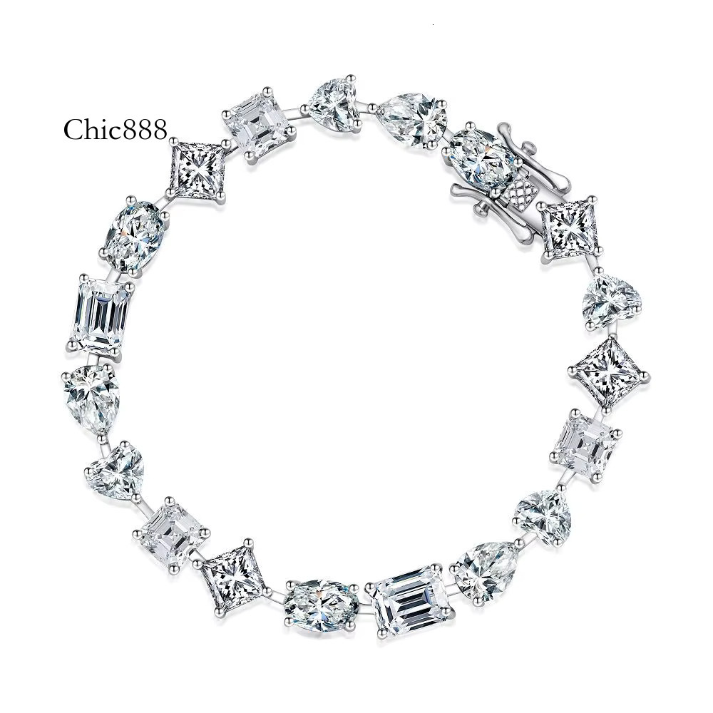 Sterg Sier Bracelets Fine Jewelry D VVS1 Moissanite Tennis Bracelet for Men Women