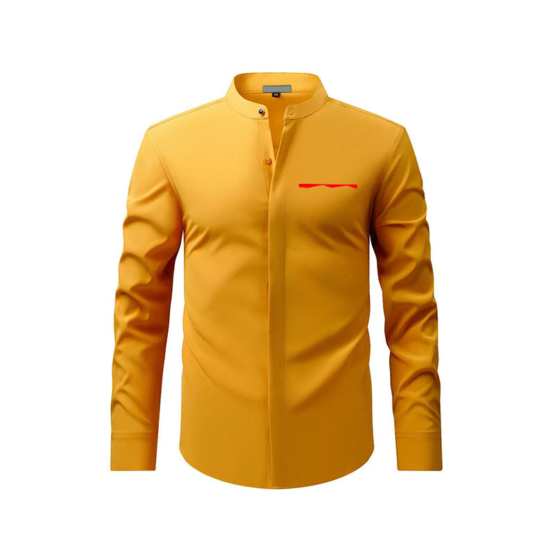 Men's Shirts Business shirt Anti stand-up collar hidden button wrinkle non ironing woven solid color cotton style men's shirt all season fou