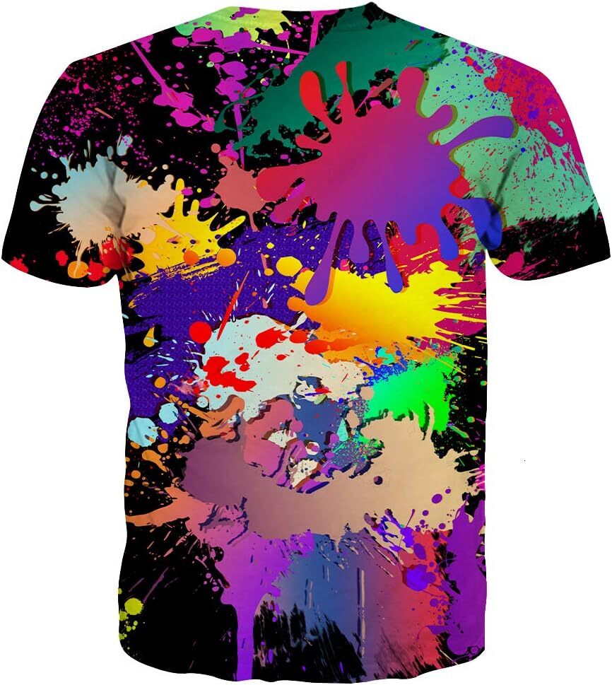 Mens T shirt Unisex 3D Print Shirts Colorful Space Graphic Tees for Men Women Teens tee Casual tops summer clothes colored pattern