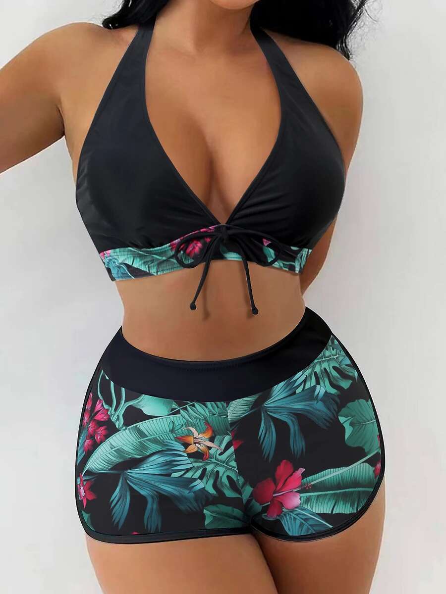 2025 New Suspender Bikini Set Short Designer Swimsuit Women's Sexy High Waisted Swimsuit Women's Personalized Printed Swimsuit Swimming Swim