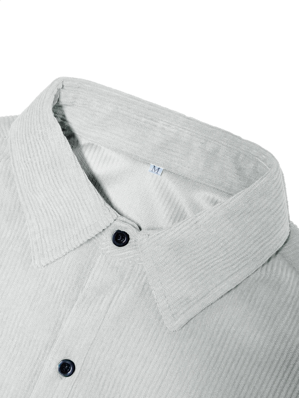 Spring and autumn mens corduroy long-sleeved double pocket shirt solid color casual mens tops button-down lapel jacket 250225