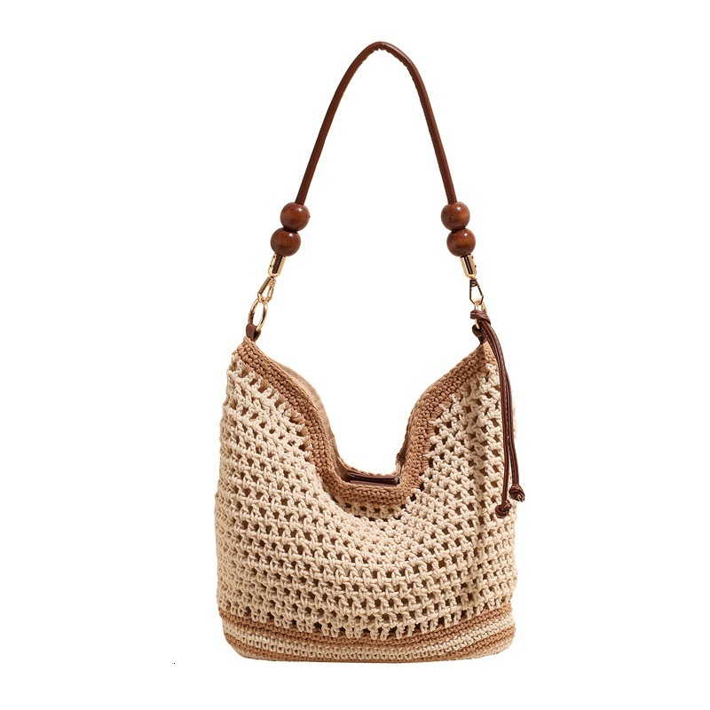Beach vacation woven women's 2025 summer new commuting shoulder crossbody hollowed out hand-held tote bag #swissmilitary