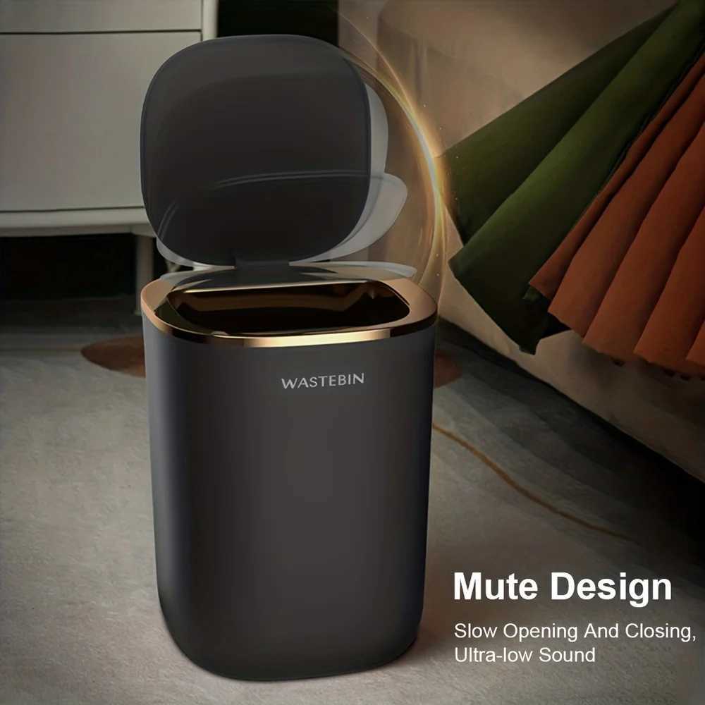 Bathroom Smart Sensor Trash Can 12L Luxury Garbage Bucket Autatic Trash Bin For kitchen Toilet Wastebasket Smart He Y250301