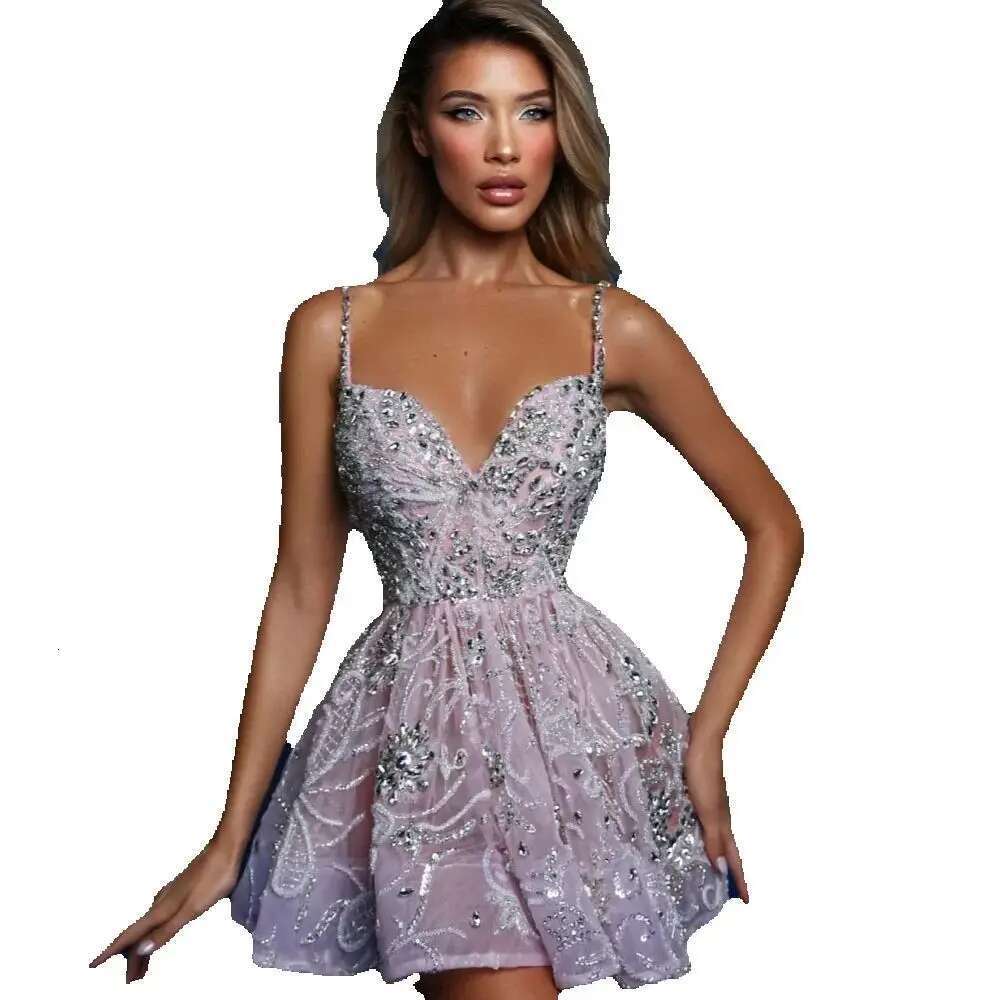 Cute morden elegant fashion short evening for female v neckline appliques the tail graduation party dresses