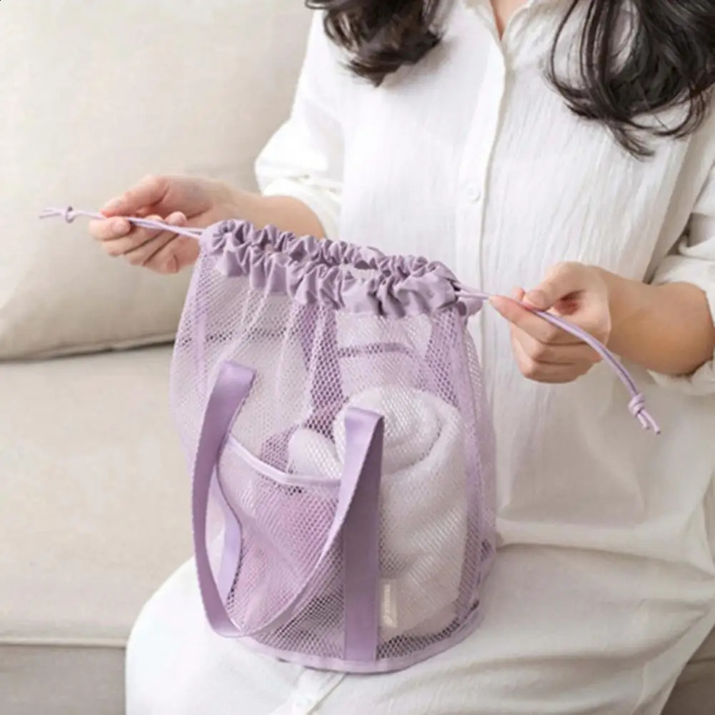 Travel Toiletry Bag Shower Bag Organizer Capacity Mesh Toiletry Cosmetic Bag Organizer for Travel Foldable for Essentials 250305
