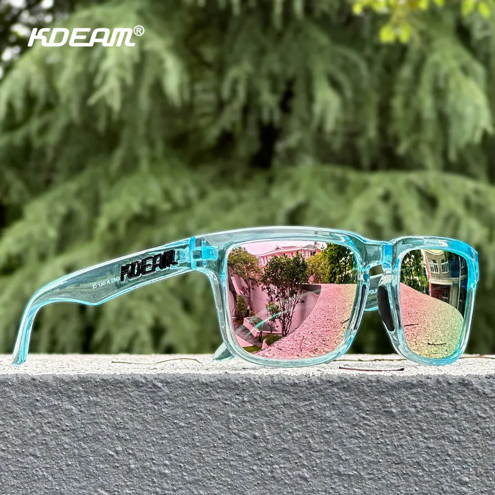 KDEAM Unisex Square Sunglasses Polarized Flash With Stylish Mirrored Pink Sun Glasses Colors KD332 250221