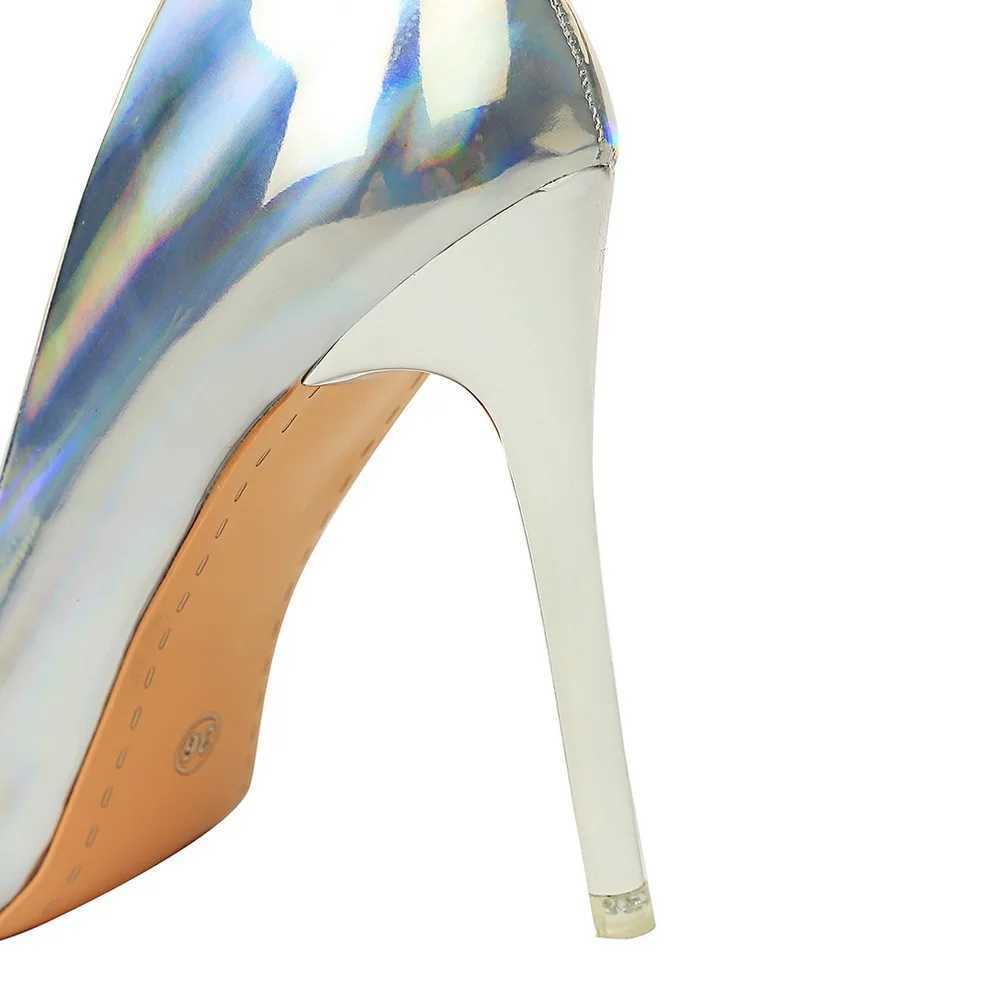 2025 Women 10.5cm High H Blue Green Vntine Pumps Glossy Stripper Stiletto Wedding Bridal Fetish Shoes Plus Size 43 Y250301