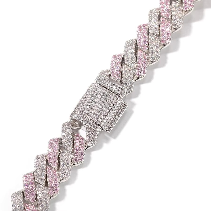 Cuban Link Necklace Hip-hop Moissanite Jewelry Women Provence Hot Sale Real Moisasnite Diamond Two-tone 13mm Silver Hiphop