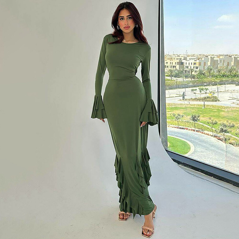 Hot Selling Women's Clothing New Autumn New Product Fashionable Slim Fit Lace Up Long Sleeved Dress For Women