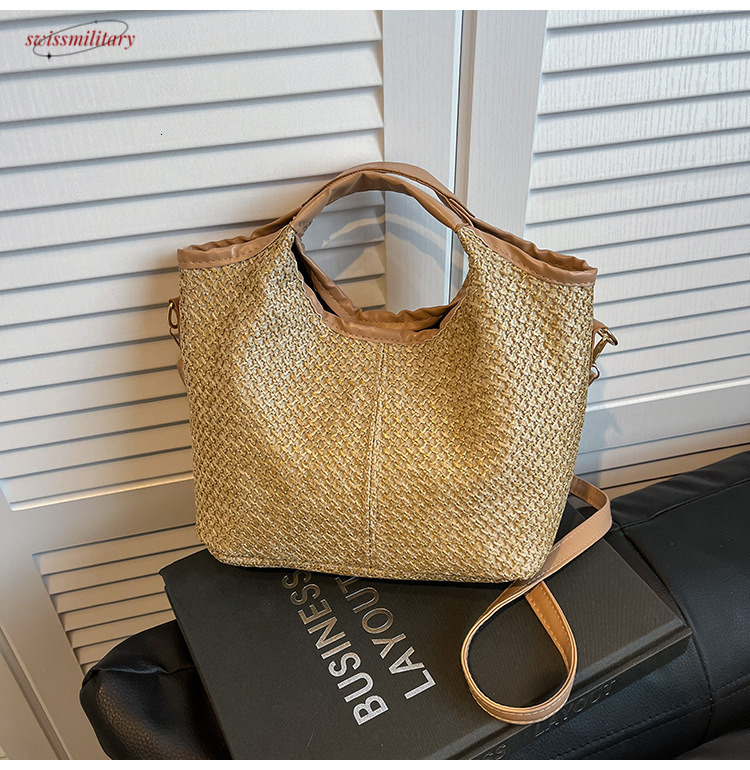 Leisure Summer Fashion 2025 Fashionable Western Style Travel Beach One Shoulder Straw Weaving Handbag #swissmilitary